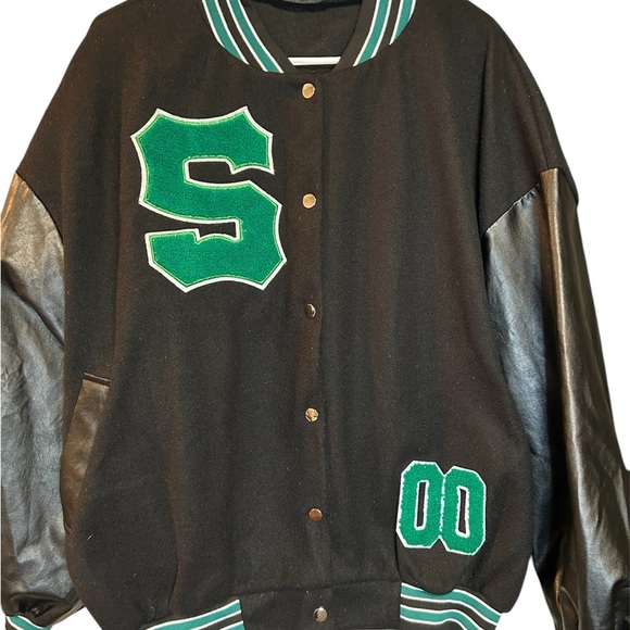 Black and Green Varsity Jacket with letter “S”, EUC - Picture 4 of 5